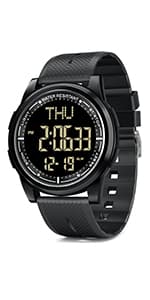 Beeasy Digital Watch Waterproof with Stopwatch Alarm Countdown Dual Time, Ultra-Thin Super Wide-Angle Display Digital Wrist Watches for Men Women