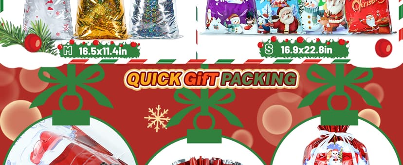 14 Styles Colorful Xmas gifts Bags with 20 Cards for Gifts Holiday Present Wrapping Xmas Decor 20 Pcs Christmas Drawstring Gift Bags, Assorted Sizes with More Large Bag. B0H7MP6FX5