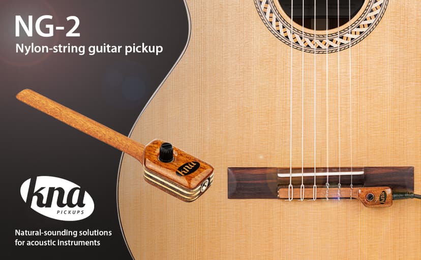KNA NG-2 Portable Piezo Nylon String Classical Flamenco Guitar Pickup – Natural Acoustic Tone, Lightweight, Detachable, Onboard Volume Control, Passive No Battery Required, Easy Installation