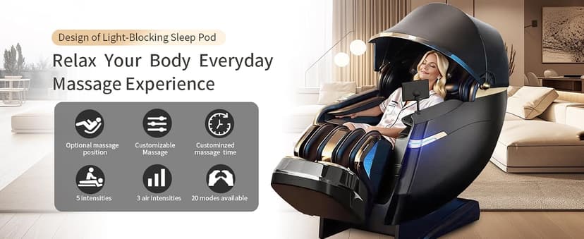 Full Body Zero Gravity Massage Chair, 51'' SL Track with 3 Levels Zero Gravity & Body Scan, 20 Auto Massage Programs, 3D Shiatsu Deep Tissue Massage, Foot Rollers, Airbag, Heating, Yoga Stretch