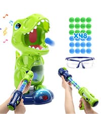 EagleStone Dinosaur Shooting Toys for Boys 5 6 7 8 9 Years Old, Electronic Kids Target Games w/ Air Pump Gun, LCD Score Record, Sound, 24 Foam Balls, Birthday Party Favor,Christmas Gifts for Toddlers