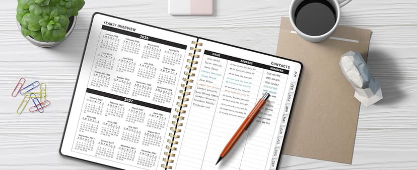 2026 Planner, Weekly and Monthly Calendar Planner, January 2026 - December 2026, Hardcover 2026 Calendar Book with Tabs For Women & Men, Inner Pocket, Spiral Bound, Perfect for Office Home School Supplies - A5 (6.3" x 8.5"), Pink
