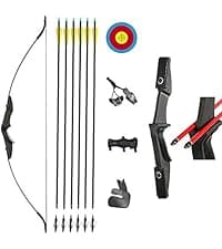 TOPARCHERY Archery 57" Takedown Youth Recurve Bow Hunting Black Long Bow for Beginner Teenagers Right Left Hand Black - Draw Weight 20lbs 30lbs 40lbs