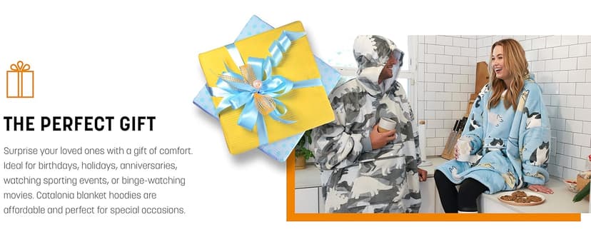 Catalonia Oversized Blanket Hoodie Sweatshirt, Wearable Sherpa Lounging Pullover for Adults Women Men