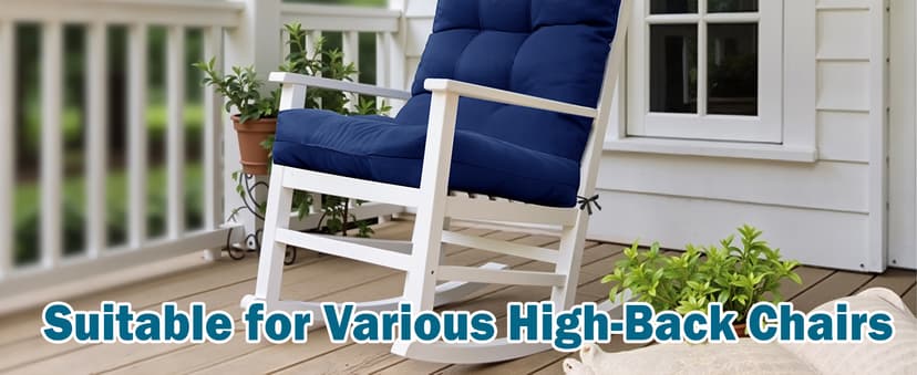 Adirondack Chair Cushion, Thick Indoor/Outdoor Rocking Chair Cushion with High Elasticity PP Cotton Water-Resistant Patio Furniture Cushions High Back Seat Pads for Porch Yard Lawn Chairs 44x19x4