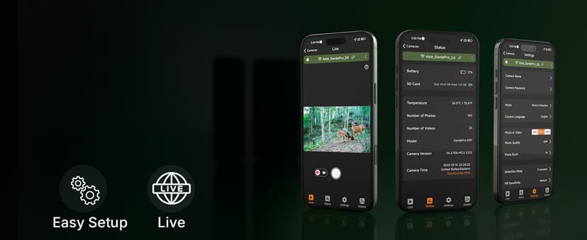 GardePro E6 WiFi Trail Camera (Non-Cellular), Stable WiFi with External Antenna, On-Site App Viewing, 64MP 1296P HD, No-Glow Night Vision, Motion Activated Waterproof Game Camera