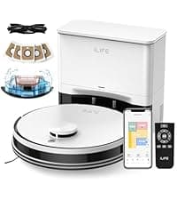 ILIFE A30 Pro Robot Vacuum and Mop, Self Emptying Station for 60 Days, 5000Pa Suction, LiDAR Navigation, No-Go Zones, 2.4G WiFi/App/Alexa/Remote Control, Roller Brush for Carpet, Hard Floors, 110V