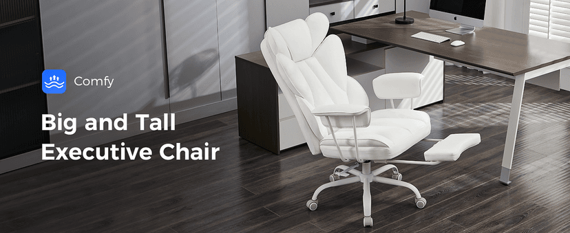 amseatec Big and Tall Office Desk Chair - Wide Ergonomic Executive with Footrest, High Back Lumbar Support Reclining Gaming Computer Chair for Heavy People (Black)