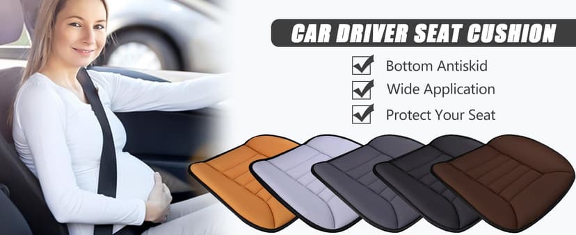 MYFAMIREA Car Seat Cushion Pad 1.2" Thick Comfort Seat Protector for Car Driver Seat Office Chair Home Use Memory Foam Seat Cushion with Non Slip Bottom, 20'' x 18.5'', Black