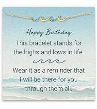 STORYJEWELLERY Birthday Gifts for Women, Gifts for Sister Mom Daughter and Friend, 30th 40th 50th 60th Birthday Gifts for Women, Wave Bracelet for Sister Mom and Daughter, Retirement Gift for Woman
