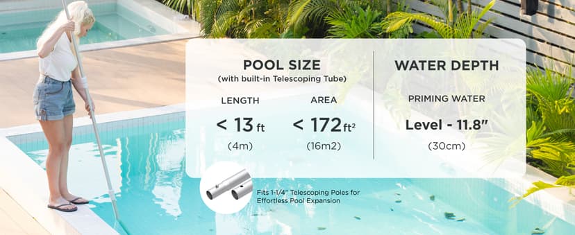 InoKraft Pool Vacuum for Above Ground Pool, Cordless Handheld Pool Vacuum for Inground Pools, Rechargeable Pool Cleaner with Powerful Suction up to 18.5 gallons/min, Ideal for Leaves, Debris, Blue
