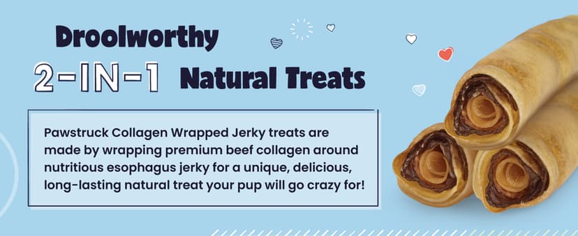 Pawstruck 2-in-1 Collagen Wrapped Jerky Natural Treats for Dogs - 5 Rings - Limited Ingredient Grain Free for Small, Medium, and Large Dogs