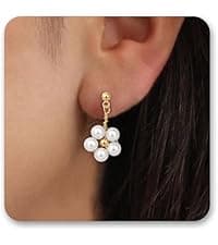 SmileBelle Pearl Necklaces for Women, Daisy Pearl Choker as Christmas Stocking Stuffers for Teens, Silver Daisy Pearls Jewelry Trendy Stuff Birthday Gifts 3 Pearls White Necklace as Wedding Jewelry