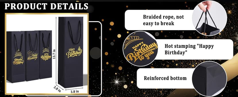 Tlenpo 20 Pack White Wine Gift Bag Set with Handles, 13.7x3.8x3.8 Inch, Kraft Whiskey Wine Bag for Valentines, Wedding, Easter, Christmas, Baby Shower, Birthday Party