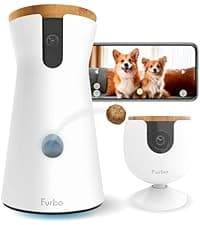 Furbo 360° Dog Camera: Pet Security Cam w/Barking Alerts, Rotating View, Treat Toss w/Phone App, Smart Home Puppy Monitoring, 2-Way Speaker, No Subscription Needed. Standard See, Talk, & Toss Features