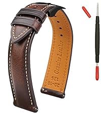 Gomvadr Italian Leather Watch Band Tuscany Natural Vegetable-Tanned Top Grain Genuine Leather Strap,18mm 19mm 20mm 21mm 22mm XL XXL Quick Release Replacement Watch Bands for Men and Women Thick and Soft