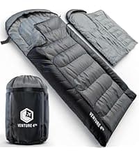 VENTURE 4TH Backpacking Sleeping Bag – XXL, Double and Single Sizes - Lightweight Warm & Cold Weather Sleeping Bags for Adults, Kids & Couples – Ideal for Hiking, Camping & Outdoor Adventures