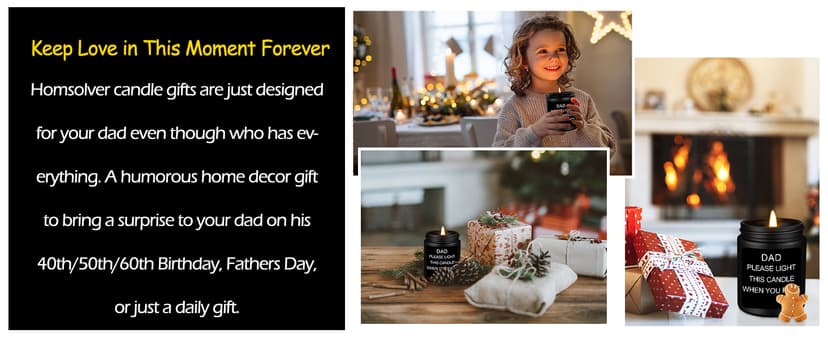 Homsolver Gifts for Dad, Fathers Day Christmas Birthday Dad Gifts from Daughter Son - Sandalwood Scented Candle (7OZ)