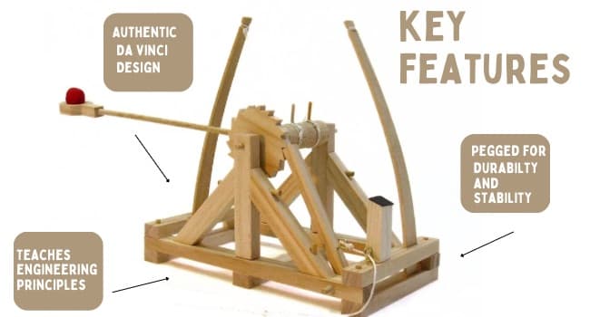 Pathfinders STEM Kits – Leonardo da Vinci Catapult kit | Trebuchet Science Kits for Kids Age 12-14 | Toys for Ages 8-13 Physics Toys | Kids Engineering kit | Learning Resource | Engineering