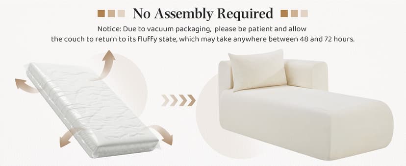 Bezseller Upholstered Chaise Lounge Indoor, Comfy Lounge Boucle Sofa, Modern Leisure Sleeper Sofa with Pillows, Recliner Chair Indoor for Living Room Bedroom Office, Beige
