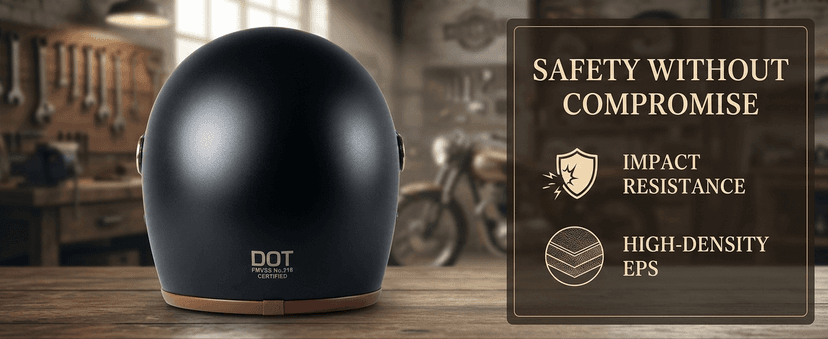 Retro Motorcycle Helmet for Adults?Vintage Full Face Helmet with Ventilation System, Waterproof Design for Motorcycle Riding