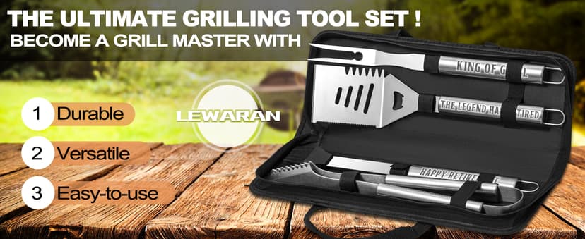 Retirement Gifts for Men, Retired Gifts for Men, Dad, Grandpa, Coworker, Teacher, Boss, Grilling Accessories, Heavy Duty Stainless Steel Grill Set BBQ Grill Tools for Outdoor Grill with Aluminum Case
