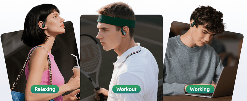 PocBuds Bluetooth Headphones Wireless Earbuds 80hrs Playtime Wireless Charging Case Digital Display Sports Ear Buds with Earhook Deep Bass IPX7 Waterproof Over-Ear Earphones for TV Phone Laptop Olive