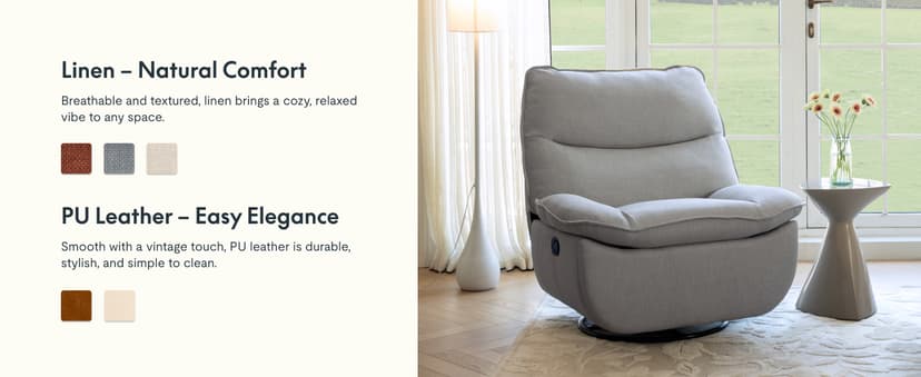 FLEXISPOT XRC7 Swivel Rocker Recliner Chair, 360° Swivel Oversized Armless Recliner Gaming Chair, Award-Winning Design with Premium PU Leather Upholstery for Living Room Gaming Room, Beige