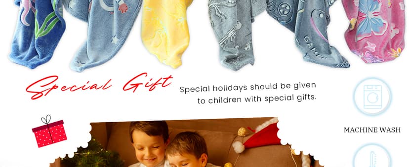 Glow in The Dark Blanket Dinosaur Throw Blanket for Boys Kids Soft Warm Cozy Cute Dino Blanket Unique Dinosaurs Toys Gifts Gray Glowing Dinosaur Room Decor Blankets for Girls Teens 50"x60"