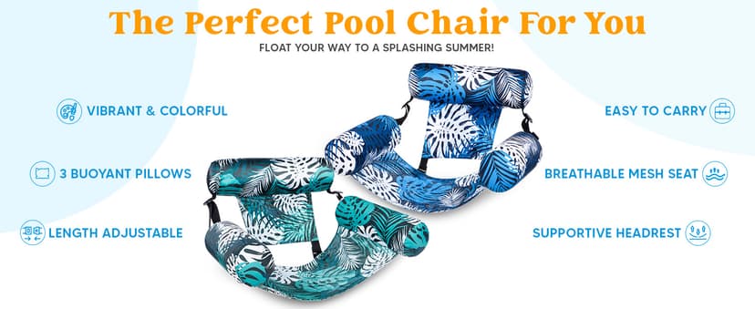 SLOOSH Inflatable Pool Floats Adult,2 Packs Floating Lounge Chairs,Blow up Pool Noodles for Adult Heavy Duty,Floating Chair for Party Summer Water Beach Lake Fun