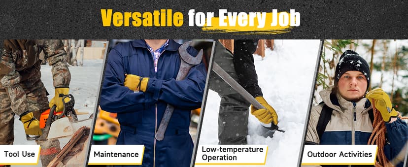 DULFINE Winter Leather Work Gloves for Men and Women,3M Thinsulate Lining for Cold Weather Work, Thermal Insulated Gloves