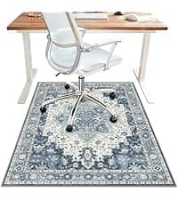 36"x48" Office Chair Mat for Hardwood Tile Floor, Under Desk Carpet Protector for Rolling Computer Chair Mat, Machine Washable Area Rug, Anti-Slip 1/5" Thick Low Pile Thin Vinyl Floor Mat, Taupe