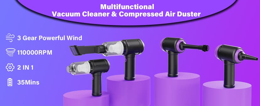 14500 Pa Computer Vacuum Cleaner Mini & 110000RPM Compressed Air Duster for Keyboard Cleaning Cordless Canned Air Powerful Energy Efficient