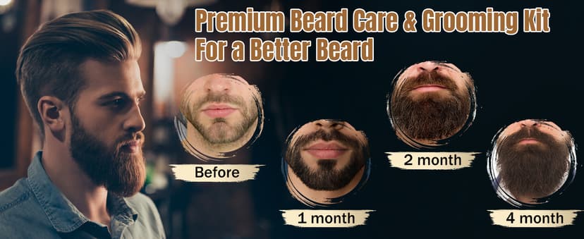 XIKEZAN Beard Kit for Men Grooming & Care w/Beard Conditioner, Wash, Oil, Balm, Brush, Comb,Birthday Fathers Valentines Gifts for Men Him Dad Husband Boyfriend Christmas Gifts Mens Stocking Stuffers