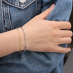 JoycuFF Inspirational Morse Code Bracelets for Women Silver Beads Jewelry Encouragement Mantra Gifts for Her