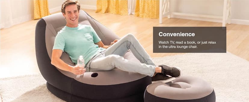 Intex Inflatable Ultra Lounge Chair With Cup Holder And Ottoman Set (4 Pack)