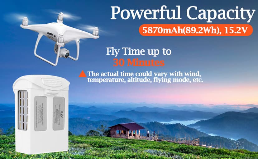 Phantom 4 Battery, 5870mAh 15.2V Intelligent Flight Drone Replacement Battery for DJI Phantom 4/4 Advanced/4 Pro/4 Pro V2.0/4 RTK