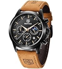 BENYAR BY BENYAR Watch for Men Analog Quartz Chronograph Waterproof Luminous Designer Mens Wrist Watches Business Work Sport Casual Dress Watch with Silicone Strap Elegant Gifts for Men