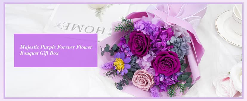 Waipfaru Preserved Flowers, Purple Fresh Bouquet with Gift Box, Flowers for Delivery, That Last 1-3 Years, Forever Flowers for Women Birthday Gift, Anniversary, Teacher, Mother Day