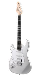 EASTROCK 39 inch Full-Size Electric Guitar Kit for Beginner Starter with 10w Amp, Bag, Capo, Shoulder Strap, String, Cable, Picks.(39" Left Handed, Silver Gray) Not Contain a Battery