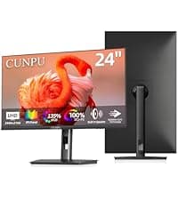 CUNPU 24 Inch Touchscreen Monitor, 10 Point Touch, FHD 1080P 75Hz IPS Screen, 100% SRGB, VESA Wall Mountable, Tilt Adjustment, VGA HDMI USB for PC, Laptop Business & Work Station, Warehouse