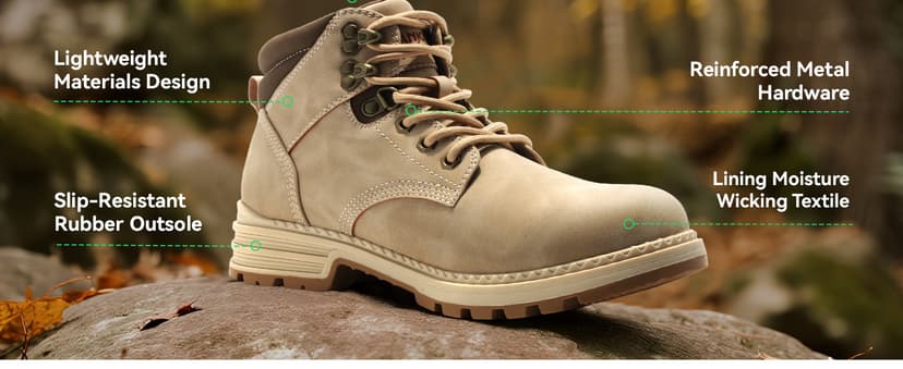 ANJOUFEMME Womens Comfy Outdoor Hiking Boots-Low heels Combat Ankle Boots for Women Non Slip Lace up Winter Shoes for Backpacking Trekking Walking