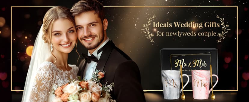 Christmas Gift for Couples Newlyweds Husband Wife His and Hers Couples Gift Bride to Be Bridal Shower Engagement Anniversary Linkax Wedding Gifts for Couples 2026, Mr and Mrs 13.19 Oz Coffee Mugs B0DM645NTY