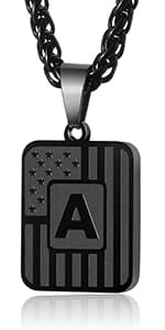 DuoDiner Initial A-Z Cuban Link Chain Necklaces for Men Boys Women Letter Pendant Stainless Steel 6.5mm 18+2 Inches,Jewelry Gifts