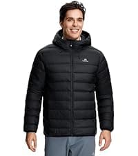 Pioneer Camp Men's Down Puffer Jacket with Hood Lightweight Packable Warm Insulated Thermal Puffy Winter Coat Ski Travel