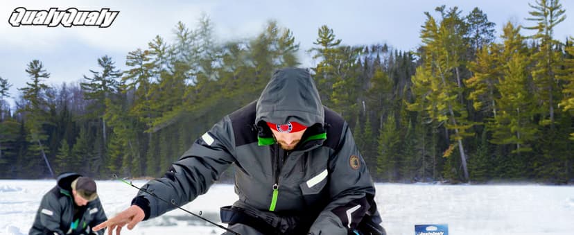 QualyQualy Ice Fishing Rod Reel Combo Complete Set Ice Fishing Gear with Backpack Seat Ice Cleats Ice Fishing Jigs Line Full Ice Fishing Kit 24" 26"