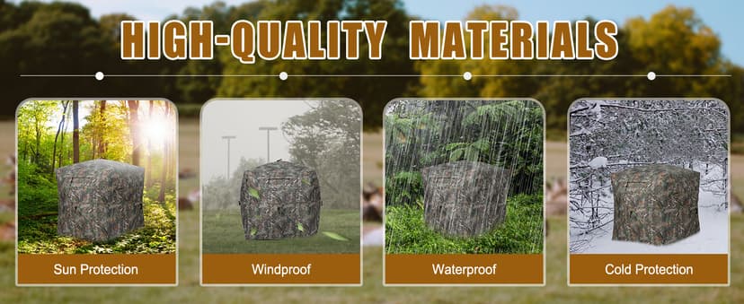 HUNTSEN Hunting Blind 270 Degree See Through Ground Blind - 2-3 & 3-4 Person Pop Up Deer Blind for Hunting with Carrying Bag - 300D Reinforced Portable Durable Blind for Turkey and Deer