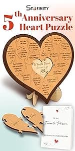 5 Year Anniversary Wood Gifts For Him Her - 5th Anniversary Marriage Gifts For Wife Husband, Wooden Wedding Gift For For Fifth Anniversary