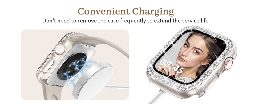 Newlibery Bling Watch Case with HD Screen Protector Women Compatible with Apple Watch 40mm Diamond Protective PC Face Cover Frame Protector for iWatch Series 6/5/4/SE/SE2/SE3 Clear