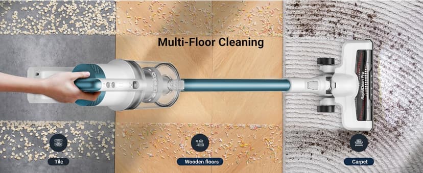 Eureka RapidClean Pro NEC280TL Cordless Stick Vacuum Cleaner – Lightweight 5.3 lbs, 40-Min Runtime, LED Headlights, 3 Power Modes, Ideal for Pet Hair, Hard Floors & Carpets